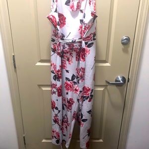 White floral jumpsuit